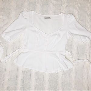 🆕 Urban Outfitters White Tie Half Sleeve Blouse